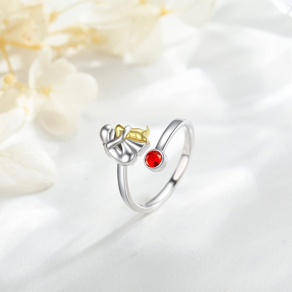 Sterling Silver Dog & Girl Ring โ Adjustable and Symbolic