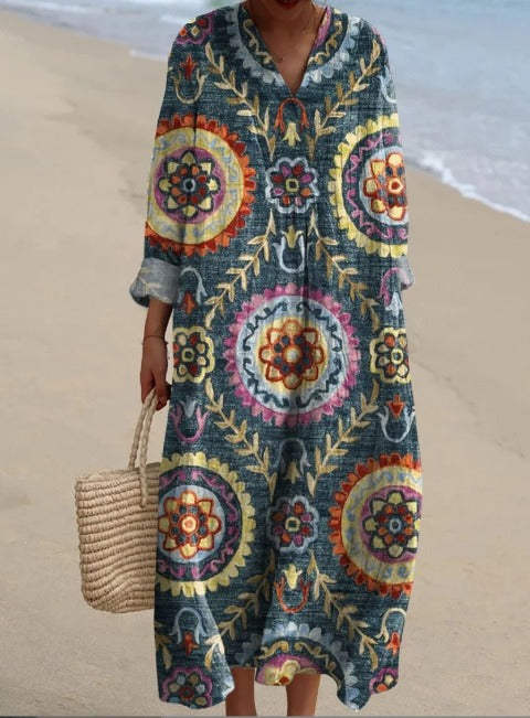 Amanda | Women's Vintage Geometric Pattern Art Print Dress