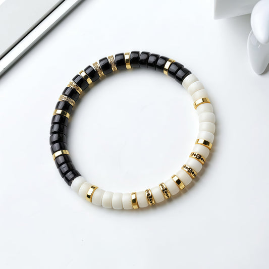 Natural Black & White Bodhi Bracelet – Handmade Spiritual Jewelry