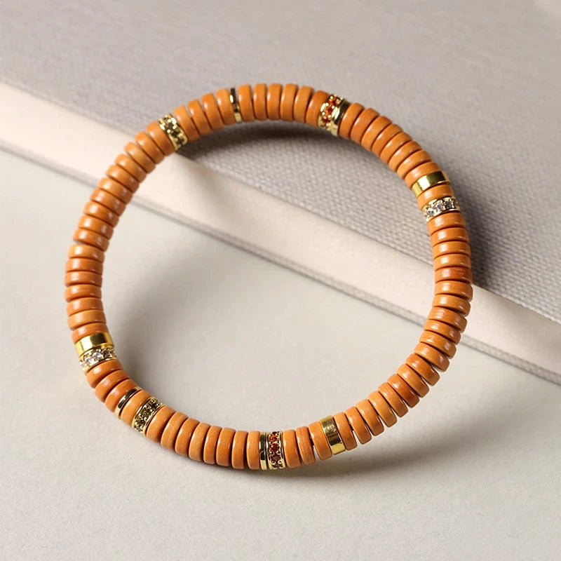 Natural Olive Pit Tablet-Shape Bracelet