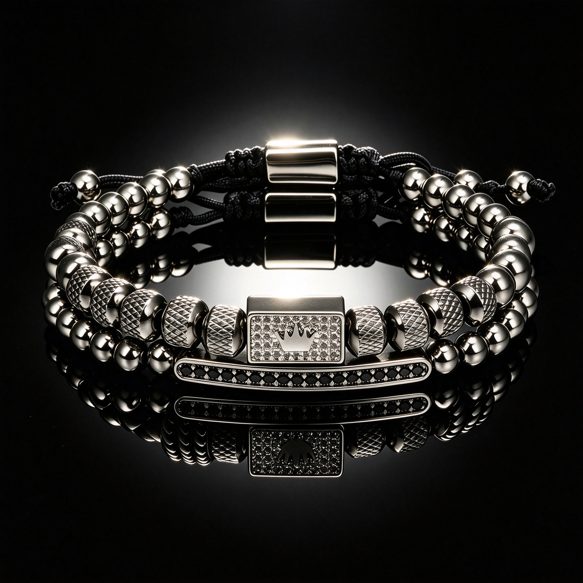 Men 316L Stainless Steel Stackable Beaded Bracelet