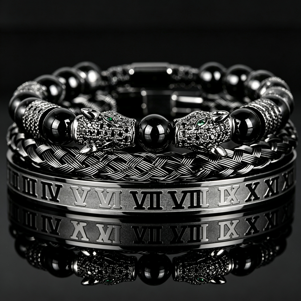 Men 316L Stainless Steel Stackable Beaded Bracelet