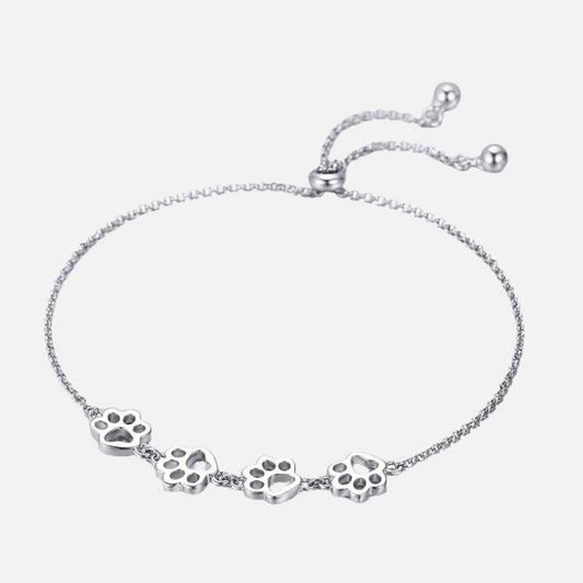 Sterling Silver Paw Print Bracelet – Adjustable Fit