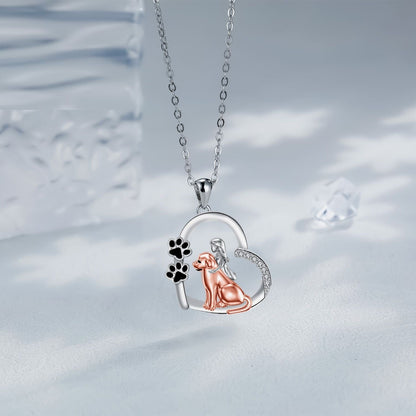 Heart-shaped Dog And Girl Necklace