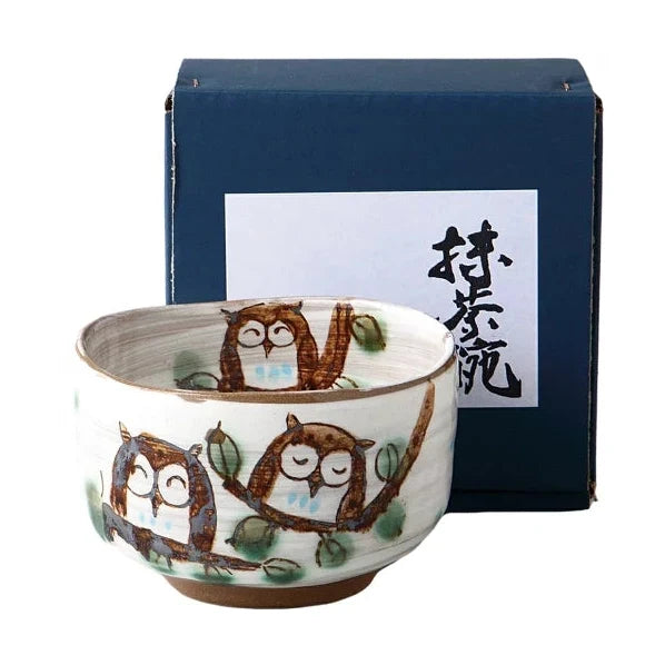 Fukufukuro Lucky Owl Matcha Bowl
