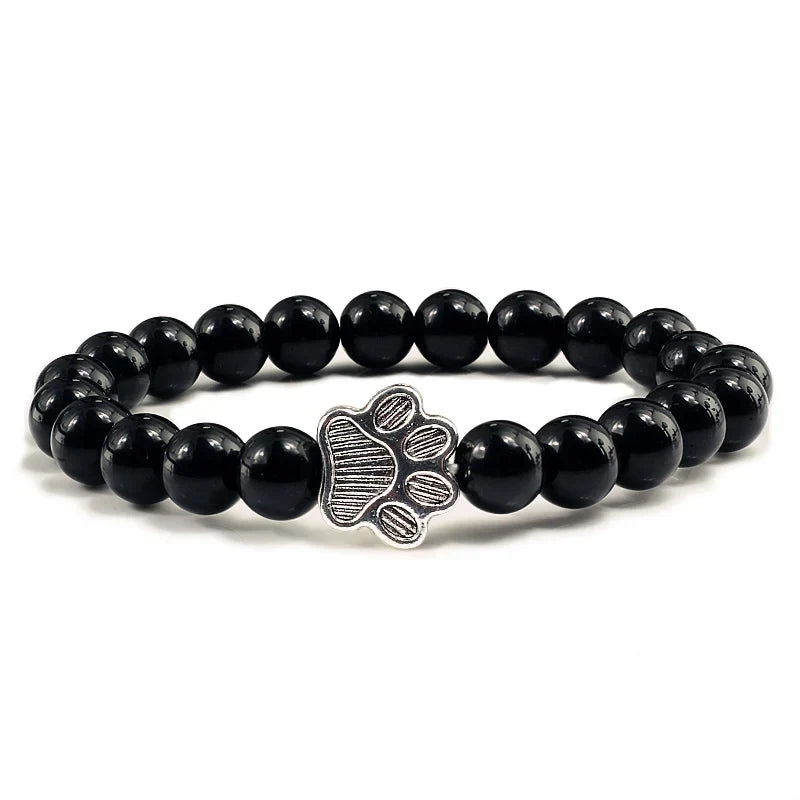 Beaded Paw Bracelet – Natural Stone Design