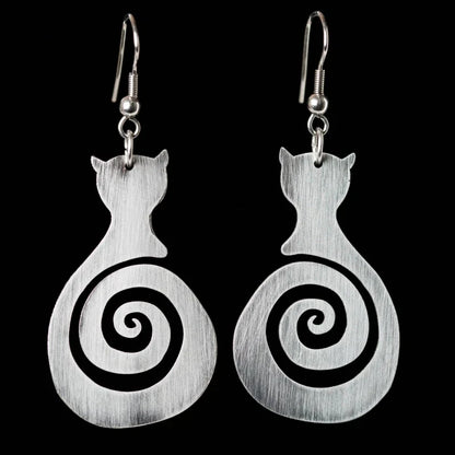 Vintage Cat Spiral Earrings