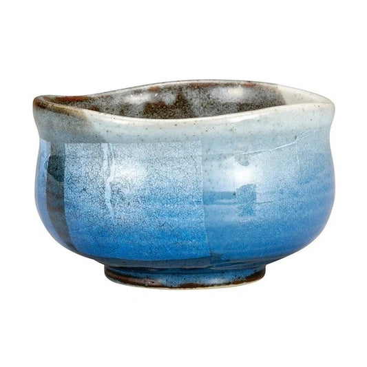 Kutaniyaki Blue Silver Mist Matcha Bowl