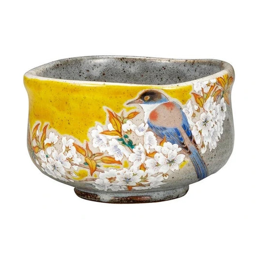 Kutaniyaki Yoshidaya Cherry Blossom Matcha Bowl