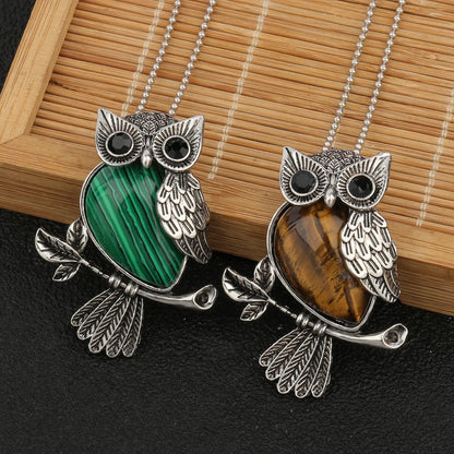 Crystal Owl Wisdom Pendant Necklace