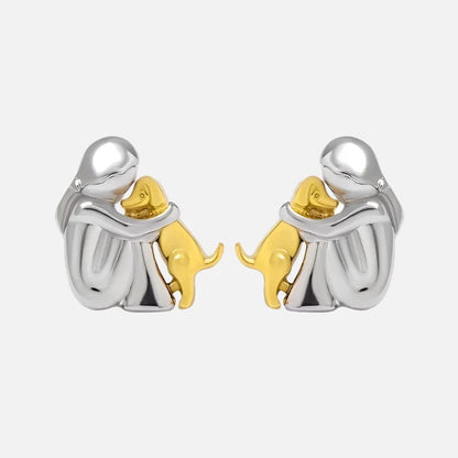 Silver and Gold Two-Tone Hug Earrings