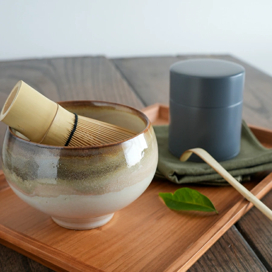 Saliu Handcrafted Amber Kohaku Matcha Bowl