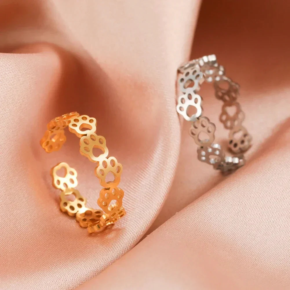 Adjustable Paw Print Ring – Made of Stainless Steel