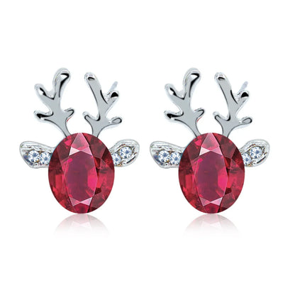 Festive Reindeer Crystal Stud Earrings