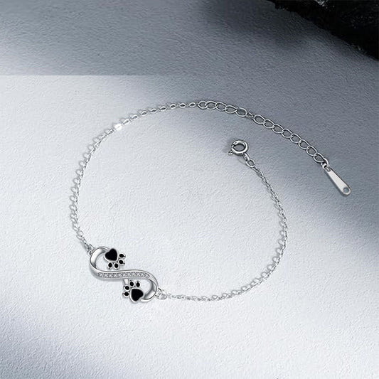 Infinite Symbol Pendant Pet Paw Bracelet with Zirconia
