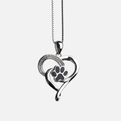 Stainless Steel Infinity Necklace with Heart & Paw