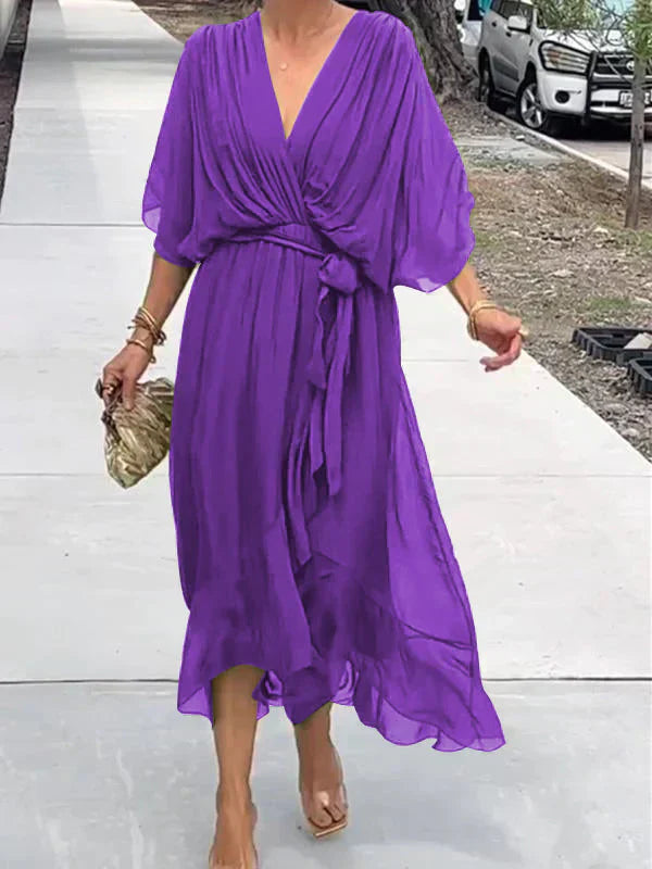 Monica | V-neck chiffon dress